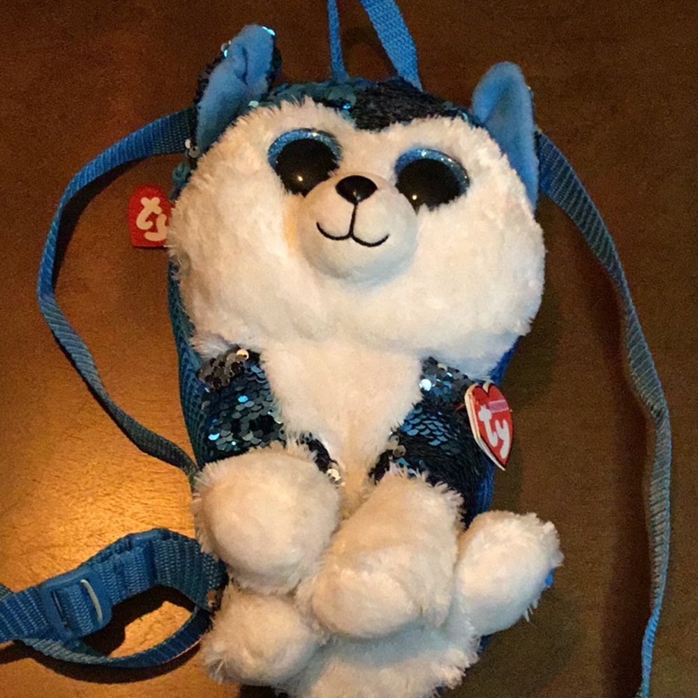 TY Husky Wolf Slush Sequin Backpack